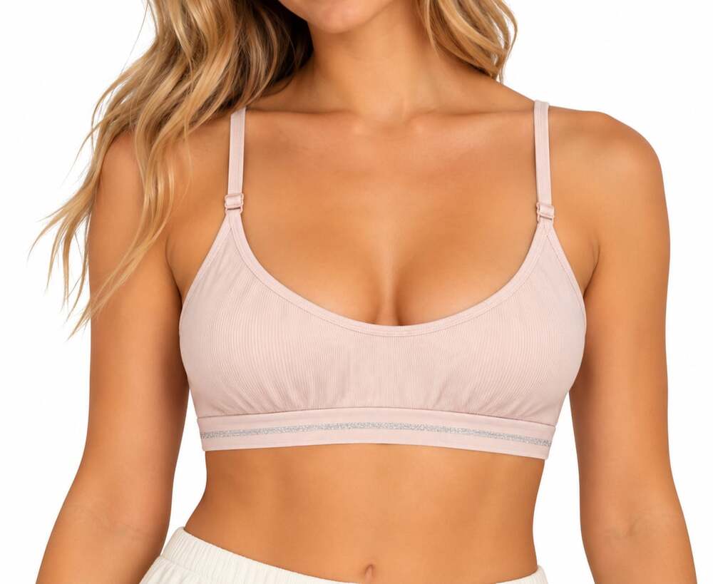 Xhilaration Blush Pink Ribbed Lace Racerback Bralette Wireless Bra